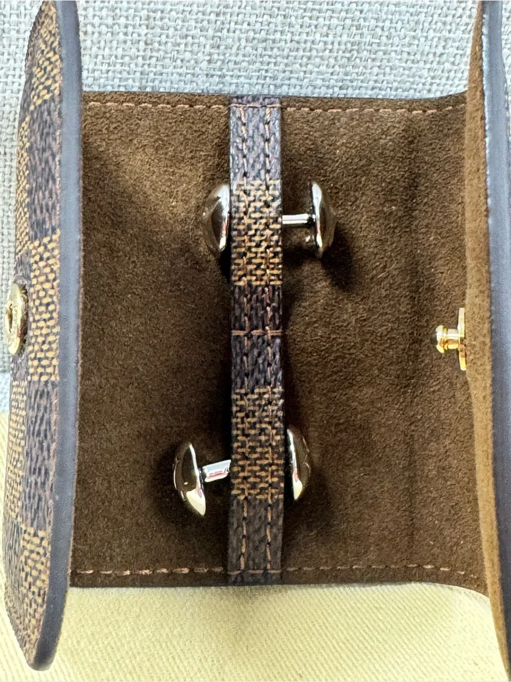Louis Vuitton Damier Cufflinks with Case Dustbag and Box